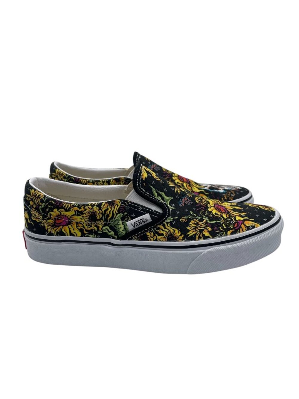 Rare Vans Classic Beauty Skull & Flowers Slip On Shoes Women’s Sz 7 Mens Sz 5.5